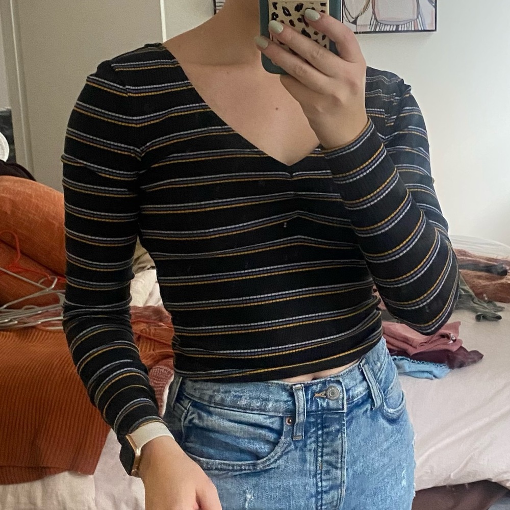 Long sleeve ribbed open back top